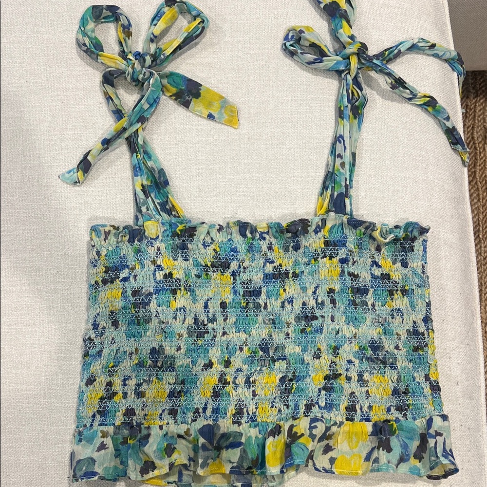 LoveShackFancy Blue and Yellow Floral Camisole